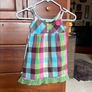 Colorful Plaid Sleeveless Dress with Ruffle Hem